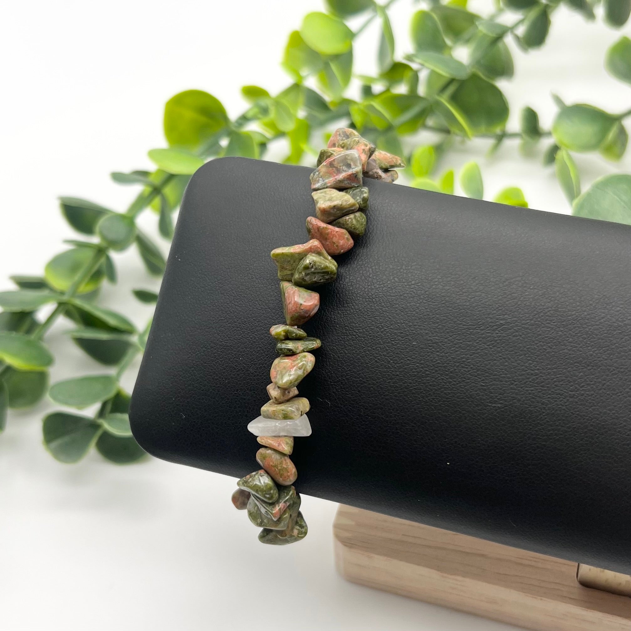 Unakite Crystal Chip Bracelet