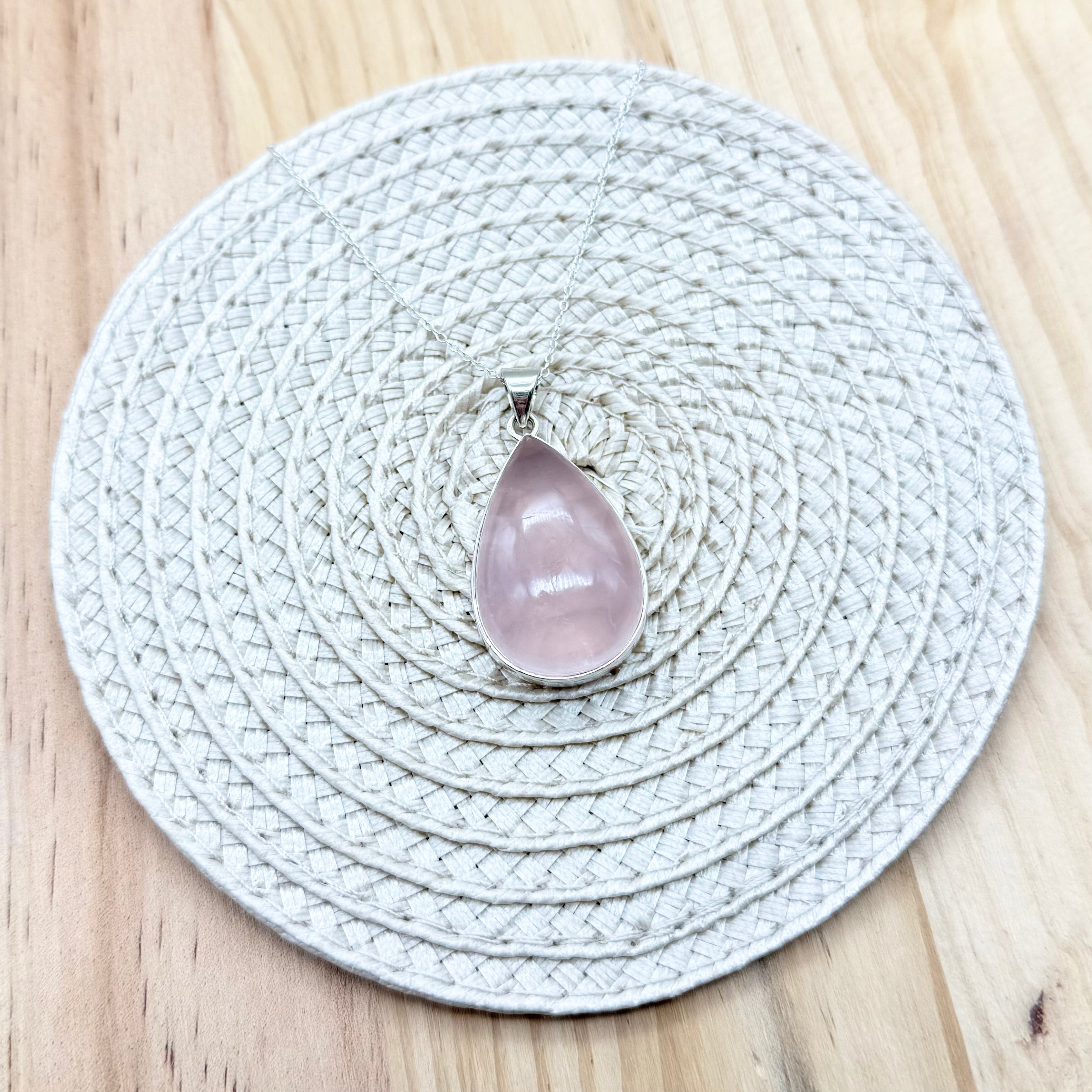 Rose Quartz Teardrop Necklace