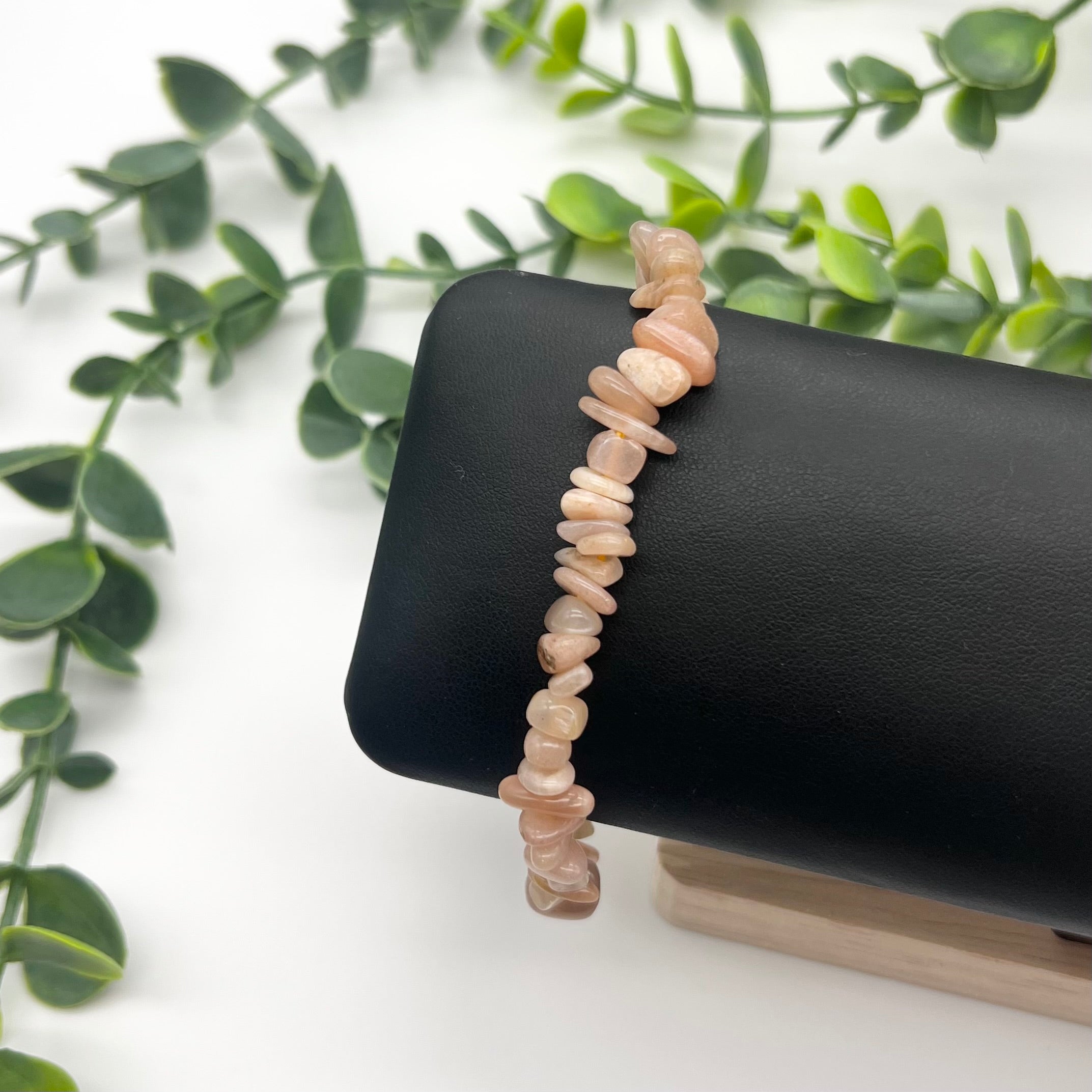 Peach Moonstone Crystal Chip Bracelet