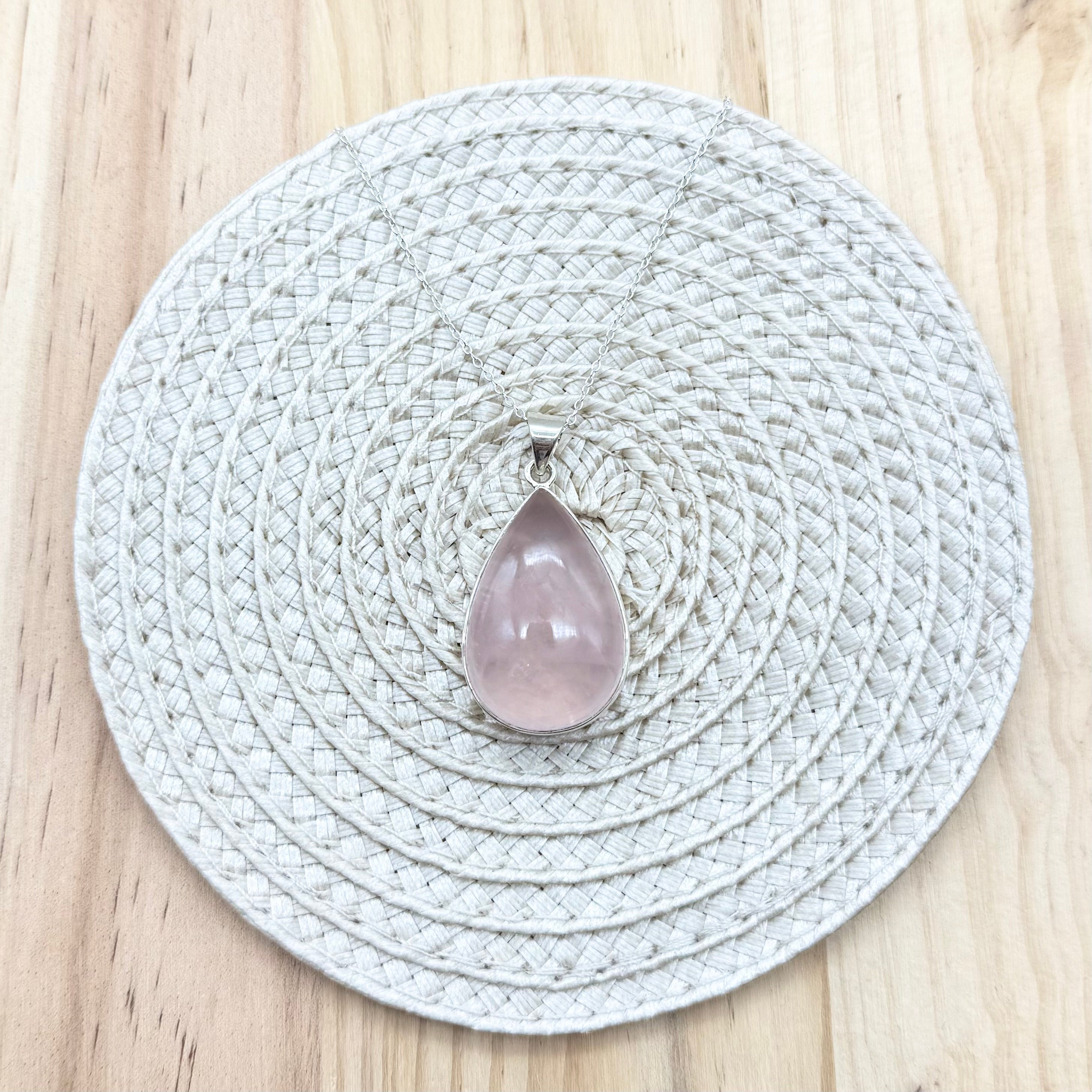 Rose Quartz Teardrop Necklace