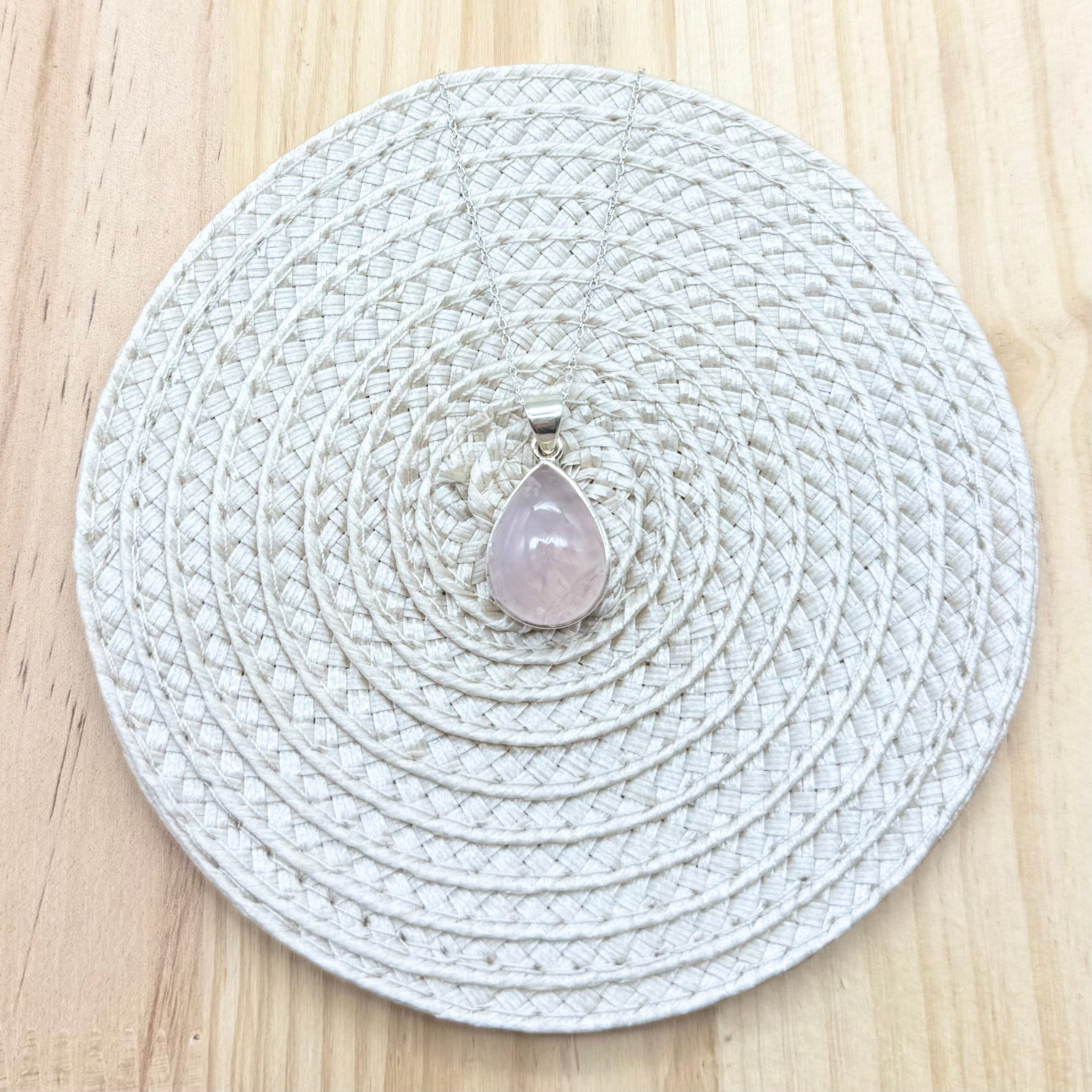 Rose Quartz Teardrop Necklace