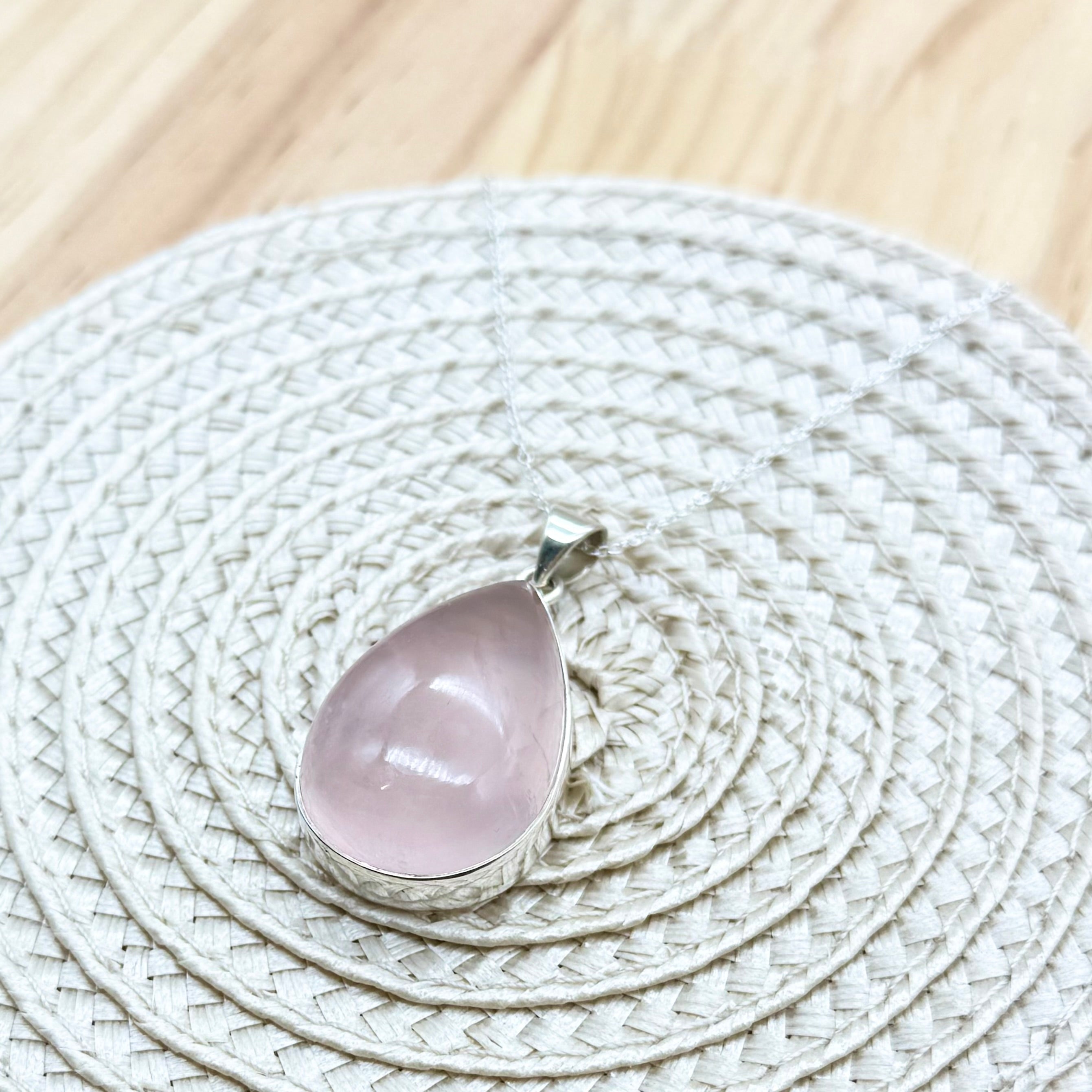 Rose Quartz Teardrop Necklace