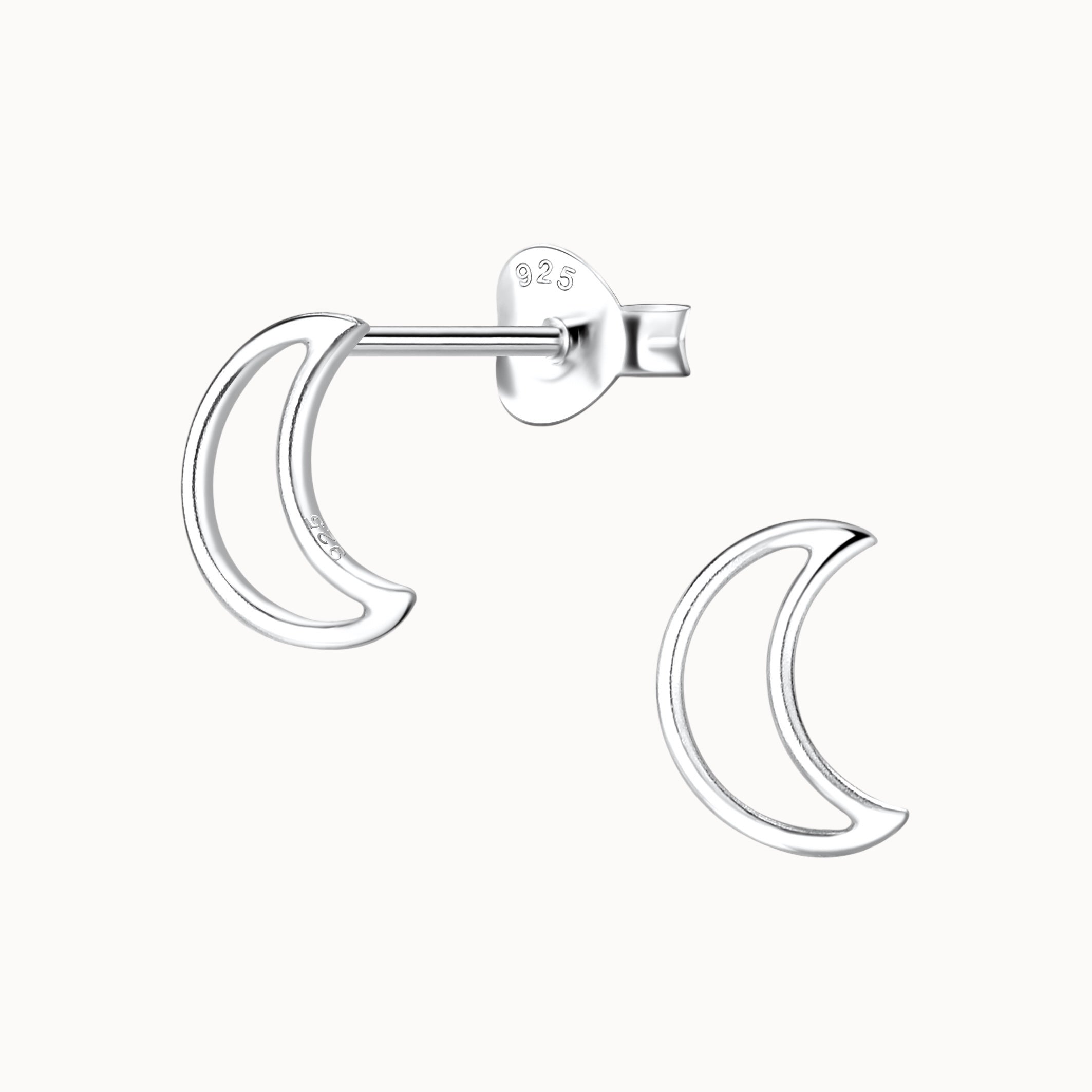 Open Moon Stud Earrings