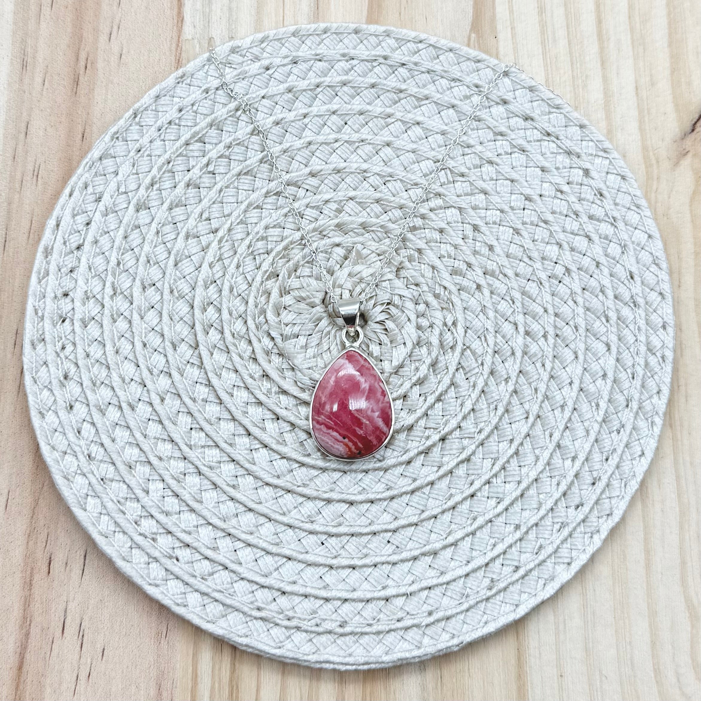 Rhodochrosite Teardrop Necklace