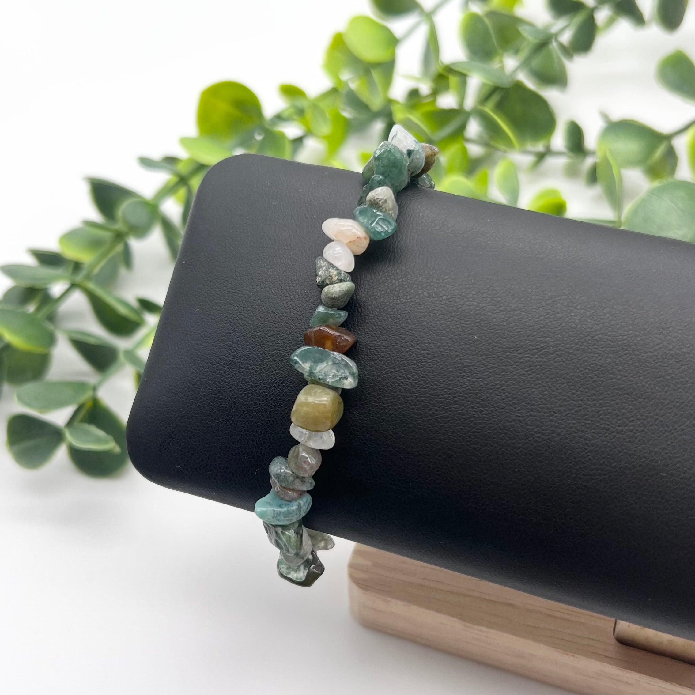 Moss Agate Crystal Chip Bracelet