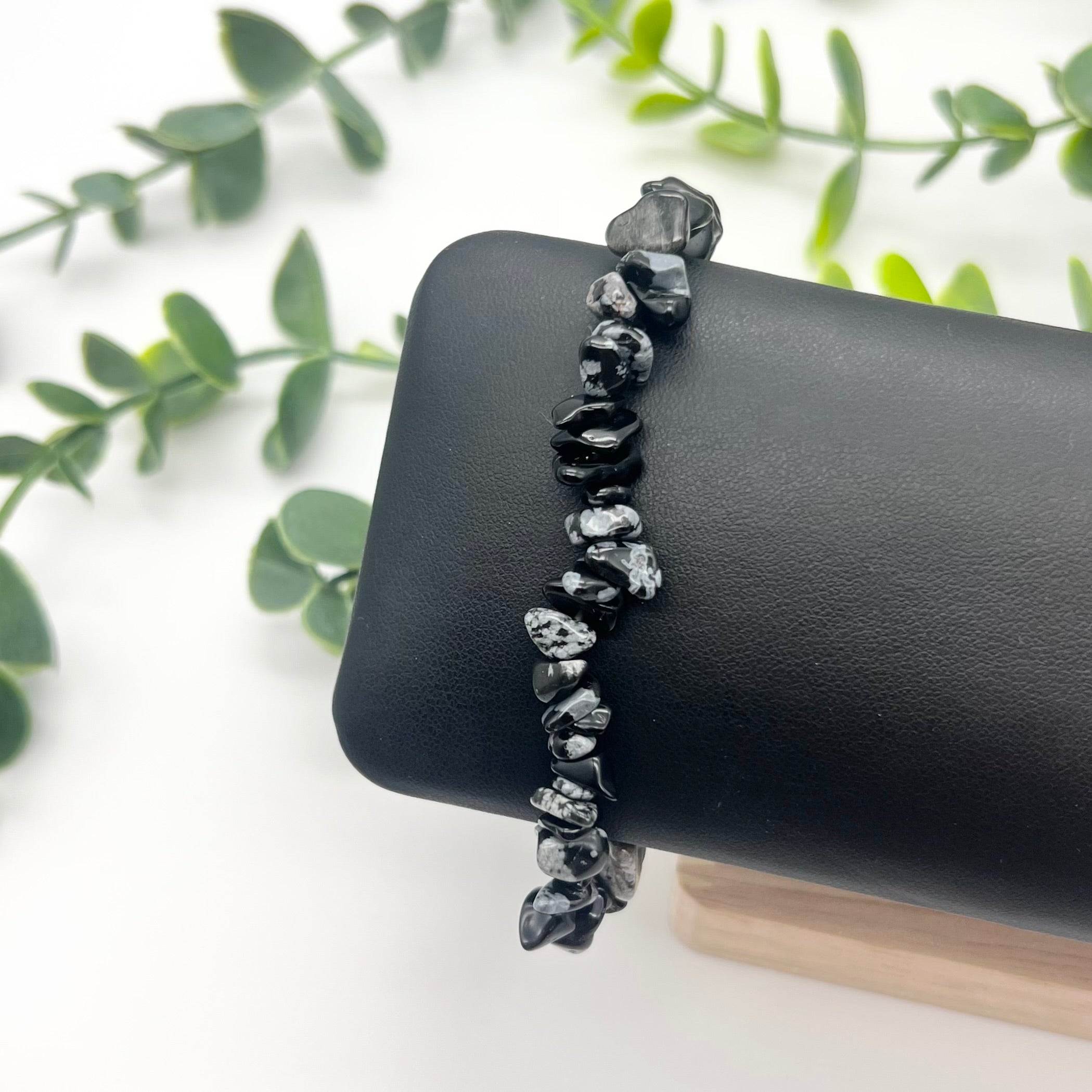 Snowflake Obsidian Crystal Chip Bracelet