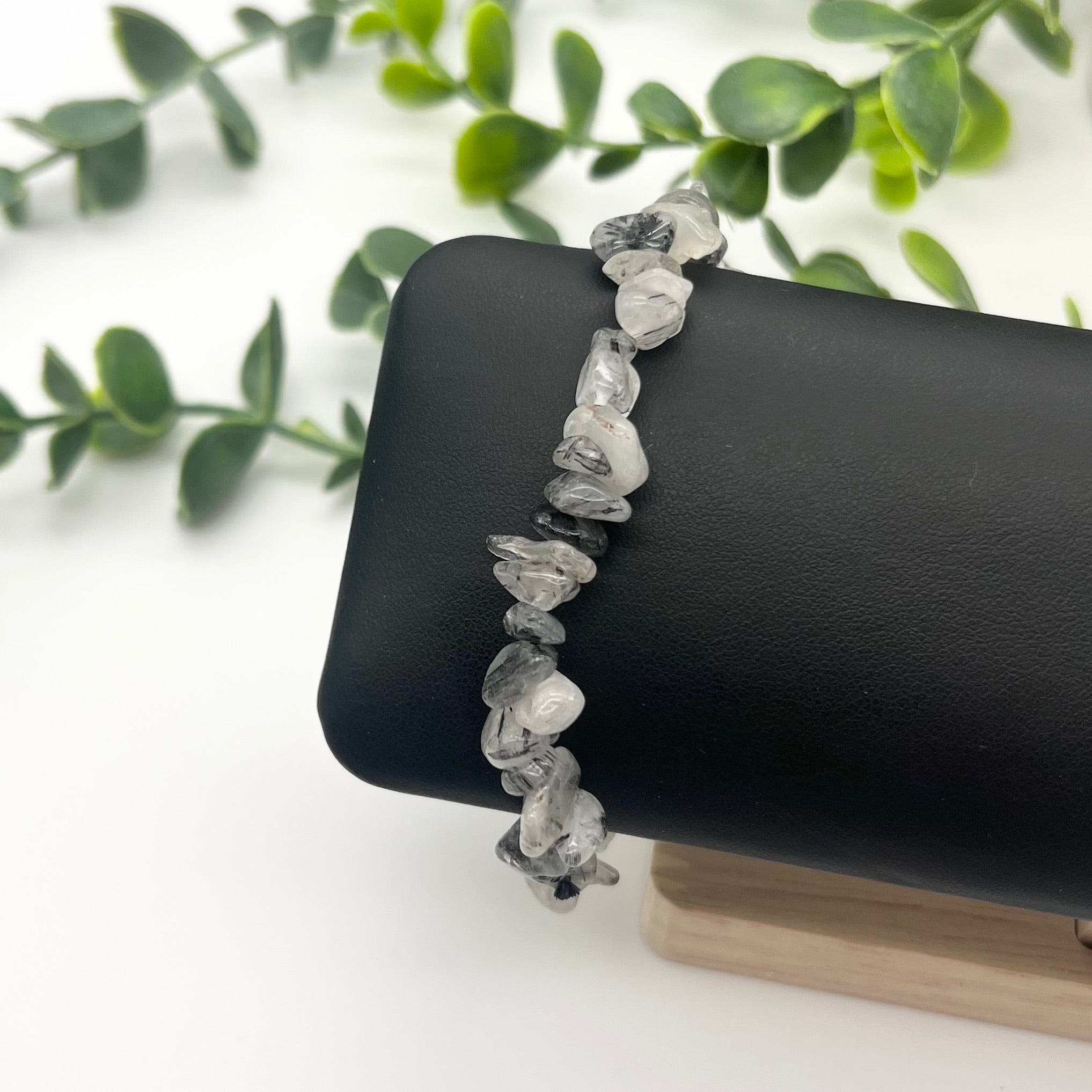 Tourmaline Quartz Crystal Chip Bracelet