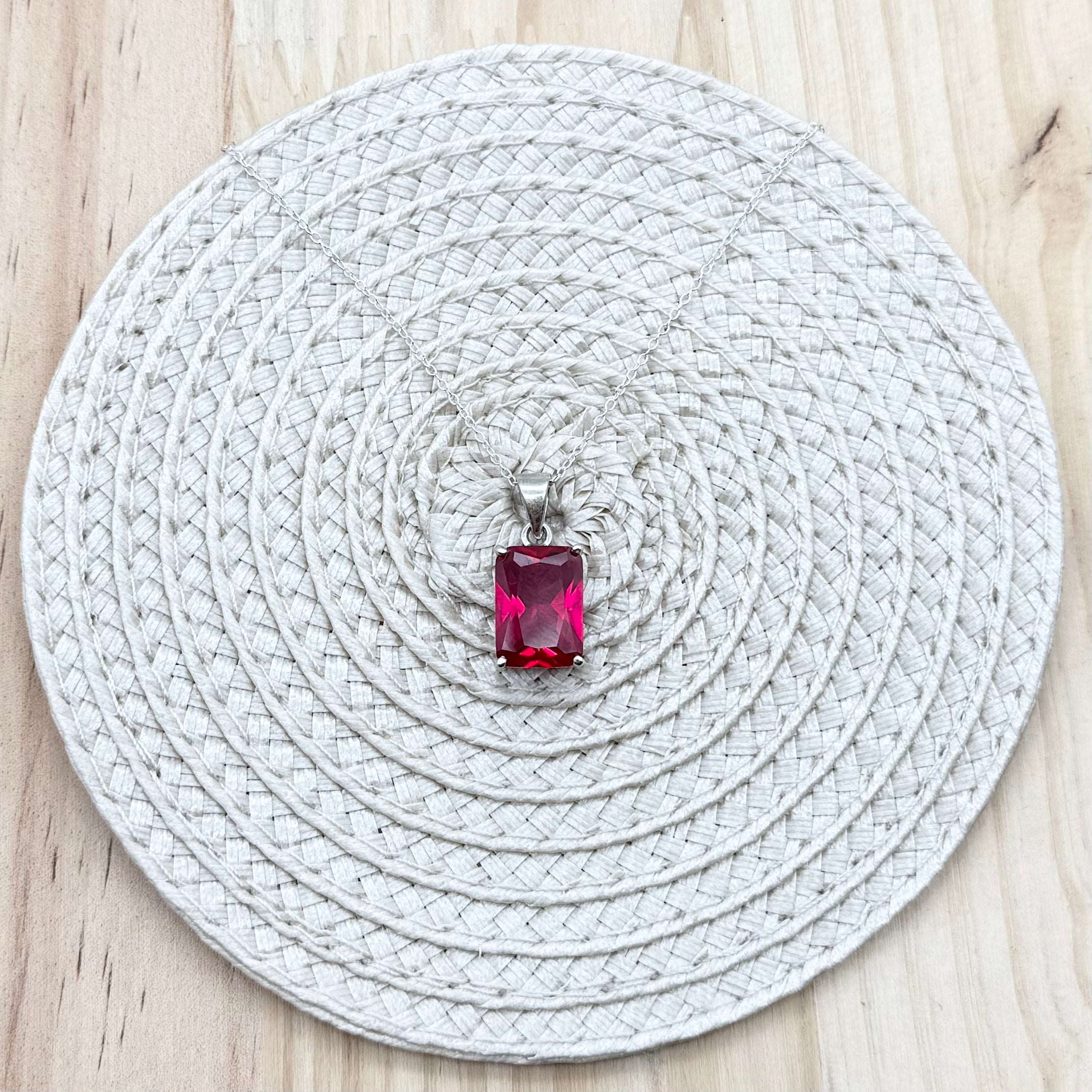Ruby Emerald Cut Necklace