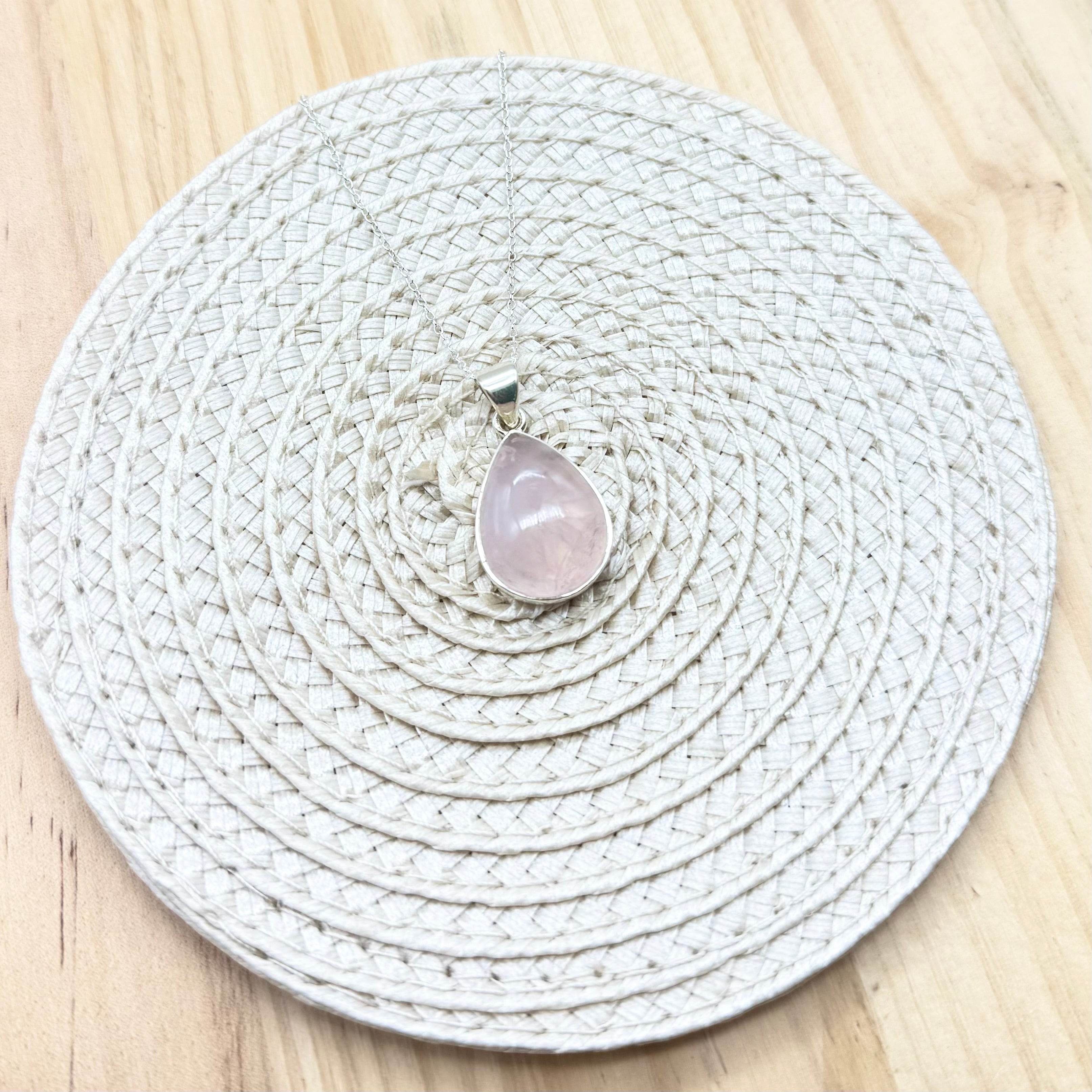 Rose Quartz Teardrop Necklace